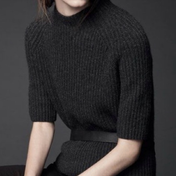 Theory wool and cashmere mock neck short sleeve sweater top NWT - Picture 1 of 4